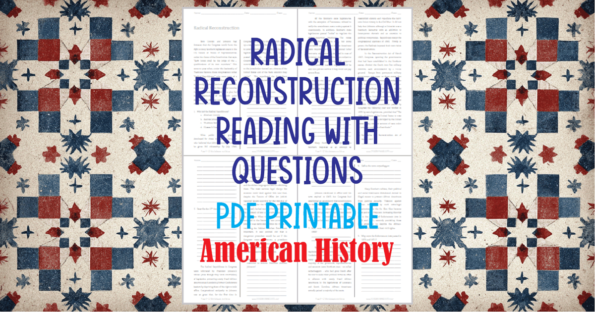 Radical Reconstruction Reading with Questions | Student Handouts
