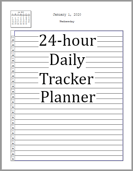 24-hour Daily Tracker Planner - Free to print (PDF) - Great for tracking sleep, eating, and exercise patterns!