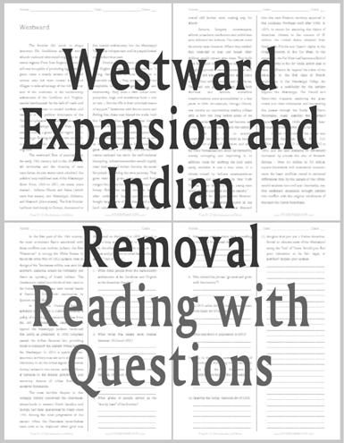 Westward - Free printable reading with questions for high school United States History students (PDF file).