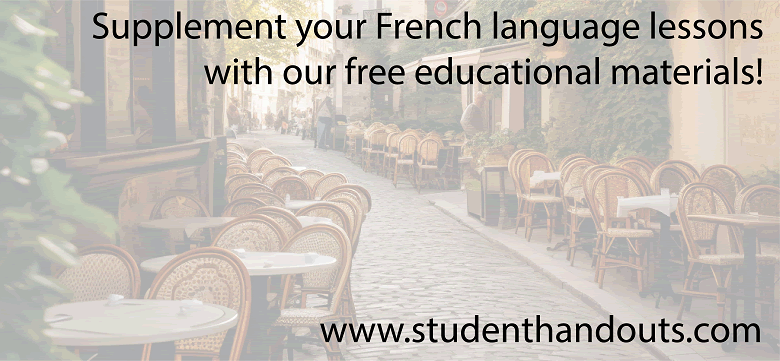 French Language Educational Materials - Supplement your French language lessons with our free worksheets and printables.