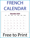 French Monthly Calendar for the Year