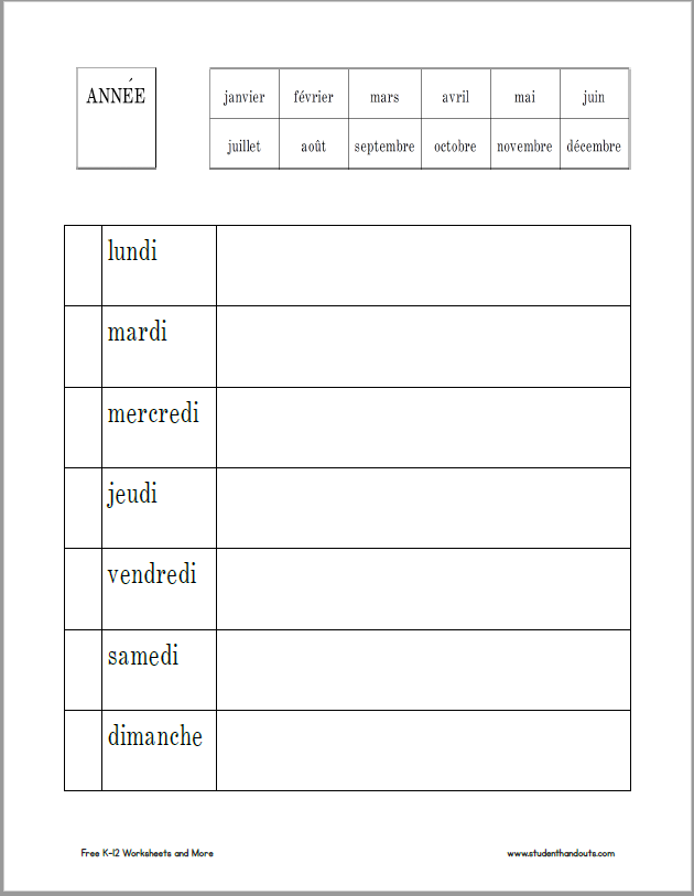 Blank French Weekly Planner - Free to print (PDF file).