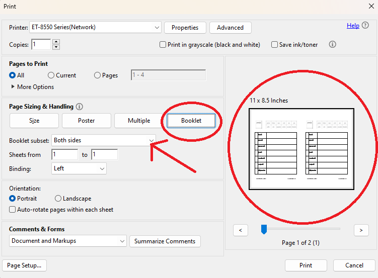 Printing a French Weekly Calendar Planner in Booklet Format - Free PDF