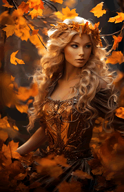 autumn fairy goddess with orange fall leaves half-letter planner dashboard