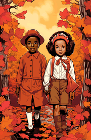two little girls holding hands as they walk on an autumn day junior dashboard image to print