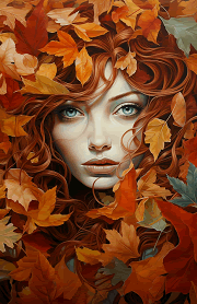 leaf lady in fall season