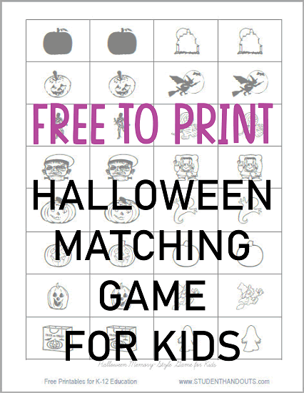 Halloween Rapid Recall Printable Game - Free to print (PDF file).