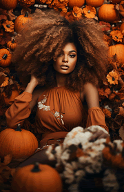 natural hair autumn beauty with pumpkins