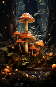 nighttime mushrooms in a  forest half-letter size journal DIY dashboard printable 5.5" x 8.5"