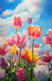 vivid springtime tulips