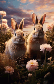pair of bunnies in springtime