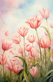 pink springtime tulips blooming