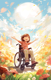 child in a wheelchair greeting a gorgeous springtime day junior-sized planner dashboard insert free to print