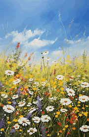 field of summer flowers junior sized dashboard painting