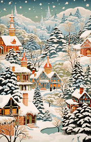 pale-colored quaint winter village junior size dashboard to print