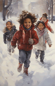adorable children running in the snow junior size dashboard printable free