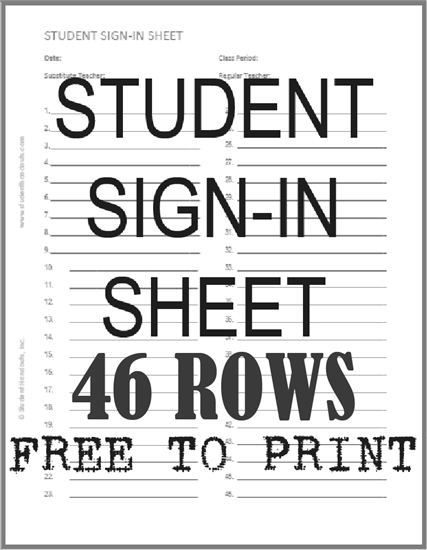 Free Blank Printable Student Sign-in Sheet with 46 Rows
