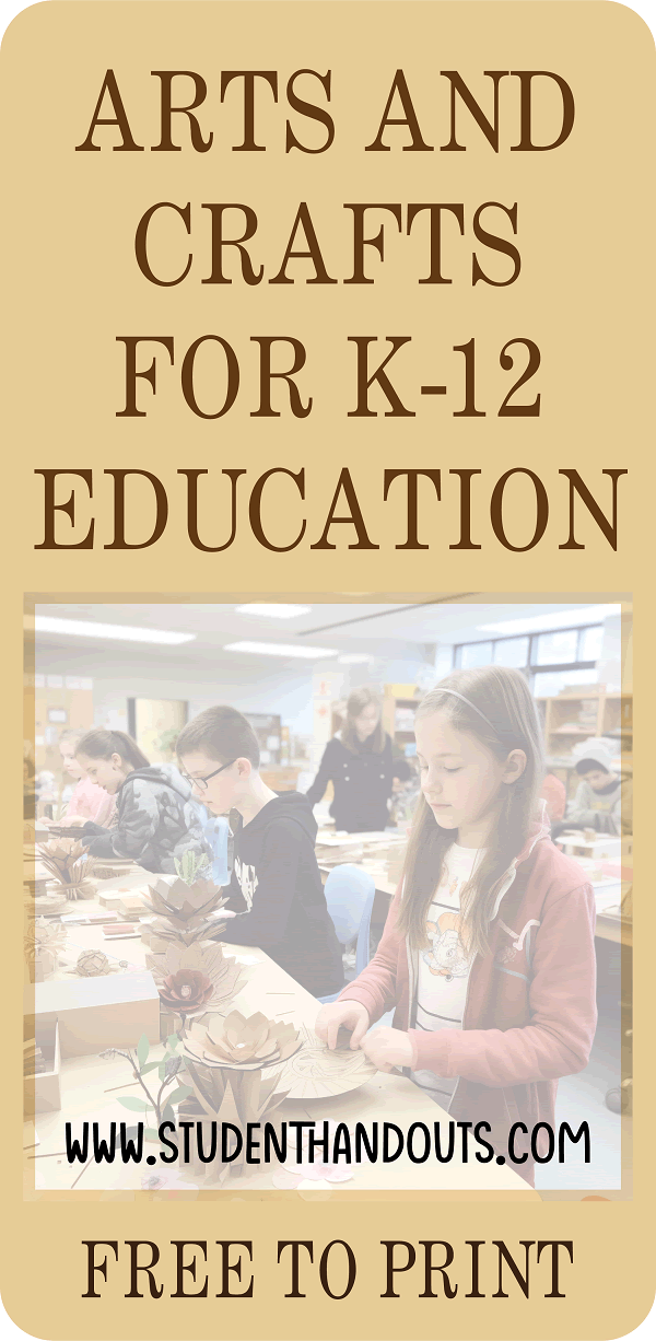 Arts and Crafts for K-12 Education - Arts and crafts are considered a critical component of K-12 (kindergarten through 12th grade) education. Use our free printables and more, to help fuel your students' artistic journeys.