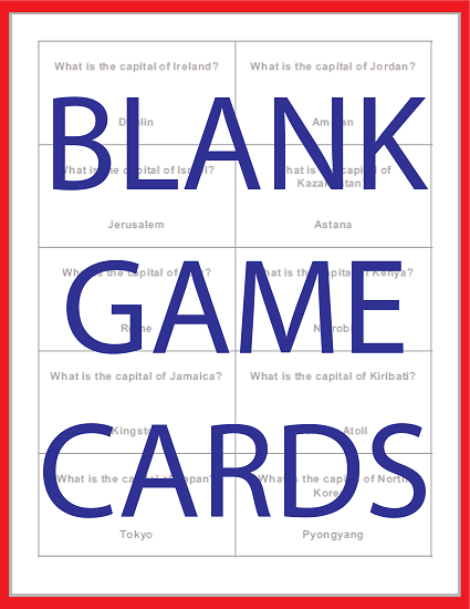 Blank Printable Question Cards for Board Games - Free to print (PDF file).