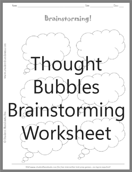 Brainstorming Thought Bubbles Worksheet - Free to print (PDF file).