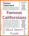 Famous Californians Word Search Puzzle