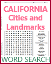 California Cities and Landmarks Word Search Puzzle