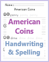 American Coins Identification and Spelling Worksheet