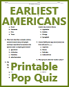 Earliest Americans Printable Pop Quiz