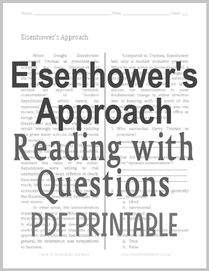 Eisenhower's Approach - Free printable reading with questions (PDF file).