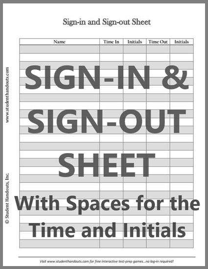 Printable Employee Sign-in and Sign-out Sheet - Free to print (PDF file) with spaces for times and initials.