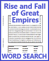 Rise and Fall of Great Empires Word Search Puzzle