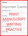 Important Events Handwriting and Spelling Practice Worksheet