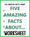 Five Facts Recall Worksheet for an Expository Text