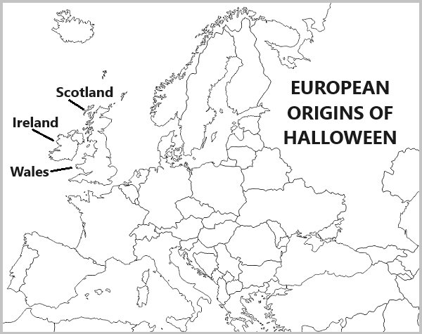 Map of the European Origins of Halloween