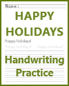 Happy holidays! Coloring sheet with handwriting practice.