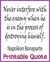 "Never Interfere with the Enemy..." Printable Napoléon Quote