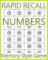 Numbers Rapid Recall Memory-Style Game Cards