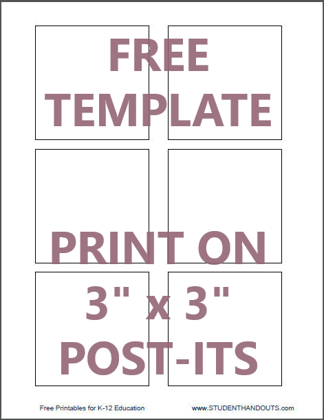 Template for Printing on Mini Post-It Notes (1.5 x 2) by Espresso Educator