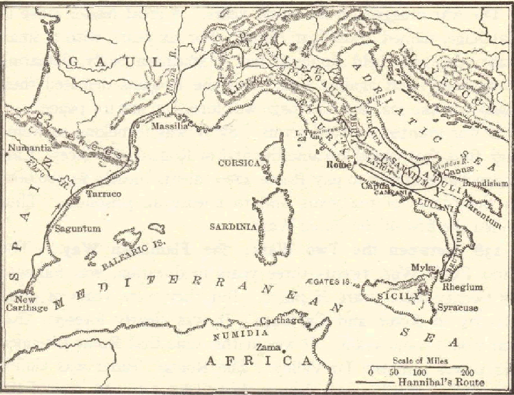 Map of the Punic Wars