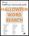 Halloween Word Search Puzzle for Grades 4-8