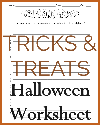 Tricks and Treats Halloween Worksheet