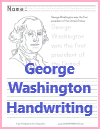 George Washington Coloring Page with Handwriting Practice