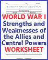 Strengths and Weaknesses of the Allies and Central Powers Chart