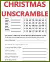 Christmas Unscramble Worksheet for Grades 4-6