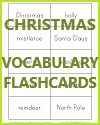 Christmas Vocabulary Terms Flashcards for Grades K-2
