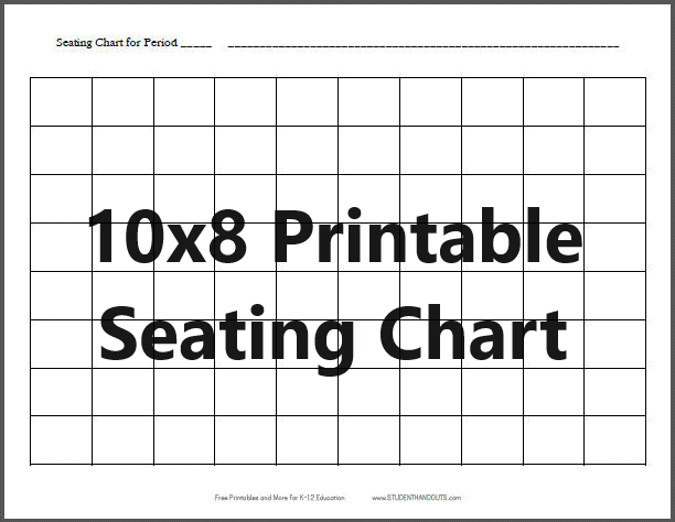 10x8 Horizontal Classroom Seating Chart Template - Free Printable for Teachers