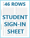 Student sign-in sheet for choir or band, with 46 rows.