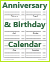 Anniversary and Birthday Calendar