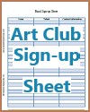 Art Club Sign-up Sheet