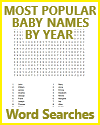 Most Popular Baby Names by Year Word Search Puzzles